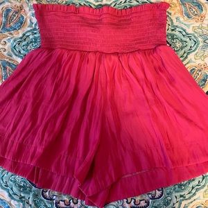 pink smocked shorts